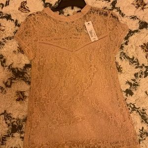 Never worn Worthington rose gold pink lace blouse